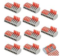 10 Piezas Conectores Eléctricos Rápidos 8 Puertos, Bornes de Conexión Eléctrica con Comando a Leva, Clemas Electricas, Empalmes Cables Electricos, Conector Rápido con Resistencia a la Corrosión