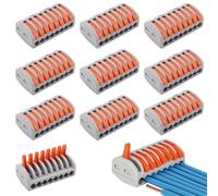 10 Piezas Conectores Electricos Rapidos, 8 Puertos Conector de Cable Conductor Compacto, 250V 32A Palanca Tuerca Cable Conector, Conectores Cables Electricos, para Cableado Doméstico e Industrial
