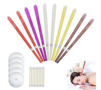 10 Piezas Conos Cera Oídos - Kit de Velas de Cera de Abeja para los Oídos, Velas para Eliminar el Cerumen con 5 Discos Protectores y 10 Bastoncillos de Algodón, Velas Naturales para los Oídos Adultos