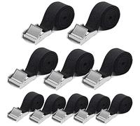 10 Piezas Correa Tensora, 25mm x 1m, Capacidad de Carga 250kg, Correa de Fijación, con Cierre de Abrazadera, para Portabicicletas Correas de Amarre Extremadamente Robustas, DIN EN 12195-2, Negro