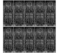 10 Piezas Cortina de Oropel Negro, 1m x 2m Cortinas de Espumillón Metálicas, Cortina Negra Escenario, Cortinas Decorativas Halloween, Tinsel Foil Fringe Curtains, para Cumpleaños Bodas Fiestas