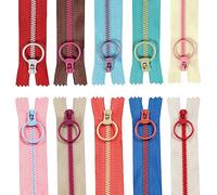 10 Piezas Cremalleras de Resina, 30 CM Cremalleras de Colores, Cremalleras de Colores con Anillo de Metal, Cremalleras de Costura, Cremalleras Cerradas para Costurar Almohadas, Ropa, Falda, Pantalones