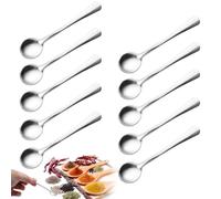 10 Piezas Cucharas de Acero Inoxidable Pequeñas, 7.4 * 1.5cm Pequeña Cucharon para Condimentos, Mini Cucharillas Cafe, Cucharas Postre para Especias, Sal, Azúcar, Miel