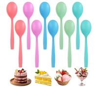 10 Piezas Cucharas de Postre Plástico de Alta Resistencia(15.5 * 3.5cm) | Cucharillas Helado Reutilizables Colores,No se rompe,No es tóxico,Sin olores,para Miel,Té,Mermelada,Postres,Café,Yogures