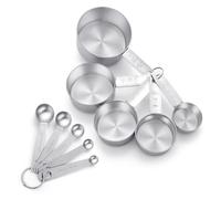 10 Piezas Cucharas Medidoras de Acero Inoxidable - Tazas Medidoras - Medidores de Cocina, Juego de Tazas y Cucharas de Medició, con Líneas y Marcas de Medición, Apilables, para Secos y Líquidos