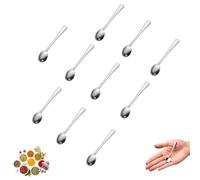 10 Piezas Cucharas Mini Espresso de Acero Inoxidable, Cucharas Pequeñas para Especias, Sal, Miel, Té y Café, Compactas y Portátiles (7,5 cm, Plata)