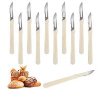 10 Piezas Cuchillo de Panadero, 15.5cm Herramienta de Corte de Pan, Cuchilla de Panadero, con Funda Protectora de Plástico, Cuchillo para DIY Pan Masa Hornear Cocina Bricolajeseños de Pan