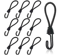 10 Piezas Cuerdas elásticas Cortas con Ganchos, 16cm Goma tensora con Gancho, Tensores de Lona con Ganchos, Gancho Doble de Cuerda Elástica para Lonas, Redes, Tiendas de campaña