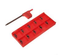 10 piezas DCMT0702 EM YBC205 insertos de carburo con llave para barra de torneado de torno, revestimiento PVD de carburo, forma de rombo de 55 grados, ángulo trasero de 7 grados