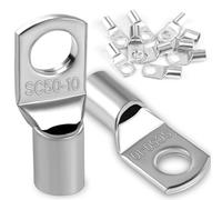 10 piezas de 50 mm² terminales tubulares M10 terminales anulares, terminales de engarzado de ojo con anillo, ojal de cobre estañado Terminal para cable eléctrico