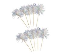 10 piezas de adorno de pastel, oropel colorido, palitos de madera para cumpleaños, aniversario de boda y proyecto de arte, inserciones de fiesta de cumpleaños