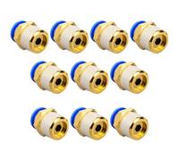 10 piezas de ajuste recto a presión, tubo de 6 mm OD x rosca de 1/4 pulgadas, conector neumático azul para poliuretano PA PE PVC