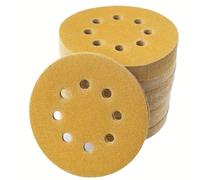 10 piezas de bandeja de lija dorada de 5 pulgadas y 8 agujeros, apta for carpintería y uso automotriz.