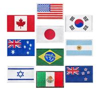 10 piezas de banderas de Canadá Estados Unidos, Australia, Japón, Brasil, parche bordado, compatible con para mochilas, ropa, gorra de béisbol, uniforme, chaleco, vaqueros, chaquetas