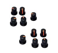 10 piezas de botón de potenciómetro de plástico de repuesto para guitarras control de volumen perillas giratorias de 6 mm agujero de onda moleteado amplificador agujero de onda accesorios para