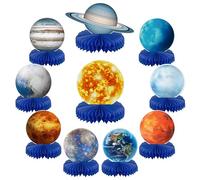 10 piezas de centros de mesa de panal del sistema solar espacial, decoración de fiesta del espacio exterior, decoración de mesa de panal de abeja, accesorios de cabina de fotos de galaxia para niños,
