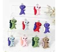 10 piezas de colgantes de resina de dinosaurios de dibujos animados hechos a en colores surtidos, dijes para la fabricación de joyas, aretes, collares, pulseras y adornos para bolsos, color aleatorio