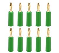 10 Piezas de Conectores de Banana sin Soldadura de 4 mm, Conectores chapados en Oro para Cables de Altavoz con Cabeza de Seis Hojas, compatibles con Equipos de Cine en casa e (Verde)