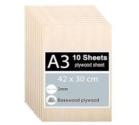 10 piezas de contrachapado de 3 mm, tablero de tilo A3 de 42 x 30 cm, para pirograbado, corte láser, manualidades, modelismo y pintura