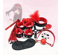 10 Piezas de Correas Adhesivas para Cama para Atar muñecas y Tobillos, Entrenamiento de Yoga definitivo, aeróbicos para Dos Personas (Negro y Rojo)