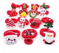 10 piezas de cuerda para el cabello de Navidad para niños, horquillas de alce de Papá Noel, banda de goma, cuerda para el cabello para niña, accesorios de banda elástica, kit de reparación de aguja