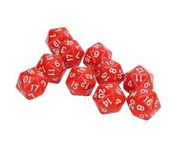 10 Piezas de Dados poliédricos Conjunto de plástico de 20 Lados D20 D20 para Juegos de Mesa de Roles Surtido de Color único (Rojo)