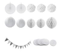 10 Piezas De Decoración De Linterna De Papel, 1 Pieza De Banderín, 1 Pieza De Patrón De Flores Redondas, Juego De Abanicos De Papel para Colgar, Accesorios De Decoración para Fiestas