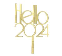 10 piezas de decoración para tartas de Año Nuevo 2024, color dorado, acrílico, decoración de tartas, copo de nieve, herramienta de decoración de tartas para fiestas