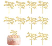 10 piezas de decoración para tartas para el día de la madre, decoración acrílica para el día de la madre, decoración para cupcakes, palitos de tarta con purpurina dorada, decoraciones para tartas