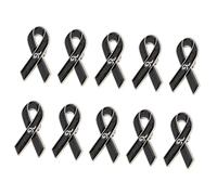 10 piezas de elegante insignia de cinta negra para programas de concienciación y ropa formal, broche de aleación esmaltada, ramillete, pin conmemorativo funerario, Small, como se describe