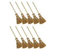 10 Piezas de Escoba de Brujas - Mini decoración Artesanal de Paja de Halloween - para la decoración del Partido de la casa de muñecas en Miniatura del jardín de la Cocina