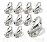 10 piezas de ganchos de cubierta de acero inoxidable, fijación de dos orificios para remolques con 20 tornillos, ganchos de metal para red de remolque, ganchos para botes, red de protección de carga y