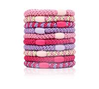 10 piezas de gomas for el pelo for mujeres, gomas elásticas for el pelo for cabello grueso, fuertes y elásticas, sin deslizamiento, sin daños, sin arrugas(10PCS Pink series)