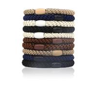 10 piezas de gomas for el pelo for mujeres, gomas elásticas for el pelo for cabello grueso, fuertes y elásticas, sin deslizamiento, sin daños, sin arrugas(10PCS Coffee color)