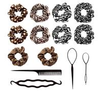 10 Piezas De Gomas Para El Cabello Retro Y 4 Piezas De Torcidos Para El Cabello Negros, Gomas Elásticas Para El Cabello, Accesorios Para El Cabello Duraderos Y Versátiles