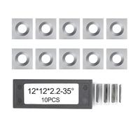 10 piezas de insertos cuadrados de carburo para cepilladoras y juntas de carpintería, 12 x 12 x 2,2 mm con bisel de 35°, cuchillas de repuesto plateadas con punta CNC