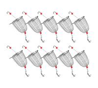 10 piezas de jaula de pesca, cebos de pesca, jaulas de alimentador, soporte de cebos, cesta de señuelo, soporte de comedero de acero inoxidable, precisión soldada