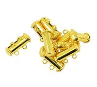 10 piezas de latón chapado en oro Multi Strand Slide tubo magnético Cierro/conectores para joyas de fantasía, collar para hacer una pulsera conclusiones, accesorios DIY 2 hebras / 4 hebras a elegir