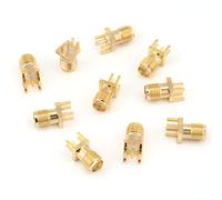 10 piezas de latón chapado en oro SMA hembra base conector jack conector extremo de lanzamiento 50 ohmios conectores RF PCB clip adaptador de montaje en borde