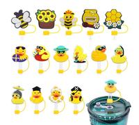 10 piezas de lindos gorros de paja de pato, 5 piezas de gorros de paja de abeja, gorros de paja de pato de silicona, accesorios para cabeza de paja de dibujos animados