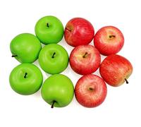 10 piezas de manzanas artificiales Frutis falsos, manzanas realistas de tamaño normal Manzanas falsas para la decoración navideña de Kichen Party (5 piezas de manzana roja + 5 piezas de manzana verde)