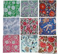 10 piezas de mezcla de lote Servilleta de impresión de bloque de mano 100% algodón Servilleta hecha a mano Tamaño 16x16 pulgadas del hogar Servilleta