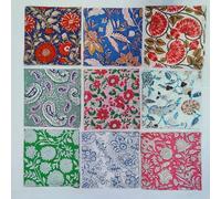 10 piezas de mezcla de lote Servilleta de impresión de bloque de mano 100% algodón Servilleta hecha a mano Tamaño 16x16 pulgadas del hogar Servilleta