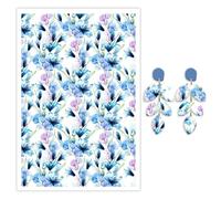 10 piezas de papel de transferencia de lirio para aretes y arcilla polimérica, hojas de transferencia solubles en agua de flores azules y moradas para arcilla polimérica, manualidades, manualidades