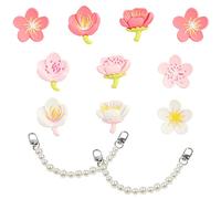 10 piezas de parches creativos de hebilla de zapato de flores, con 2 cadenas de zapatos anti-perlas, decoración de zapatos de pétalos tridimensionales, suministros de decoración de sandalias