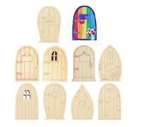 10 piezas de pintura para puerta de jardín de | Mini kit de construcción de casa de - puerta de elfo en miniatura sin terminar, accesorios para puerta de sin pintar para la