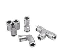 10 piezas de PU PV PE PY 4 6 8 10 12 mm, acero inoxidable 304, acoplamiento rápido neumático, conector de conexión metálica for manguera de aire.(PE-4,50 Pcs)