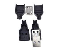 10 piezas de repuesto de enchufe USB 4 pines tipo A hembra conector conector de soldadura terminal de reparación AWG cable de alambre DIY kit Jack (5 pares)