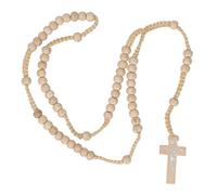 10 Piezas de Rosario de Madera, Fiel Católico de Madera, Rosario de Cuentas de Madera Natural, Collar de Rosario, Cruz, Crucifijo, Colgante Católico, Oración Católica, Jesús, Santo, para(beige)