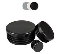10 Piezas de Tapas de plastico Redondas para Tubos, Blanco, Gris, Negro, tamaños de 10mm a 120mm, Protector Patas sillas, Tacos, conteras, topes (Ø-Exterior: 80mm, Espesor de Pared: 3-5mm, Negro)